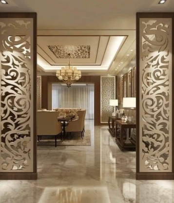 Laser cut metal screen jali for modern architectural facades
